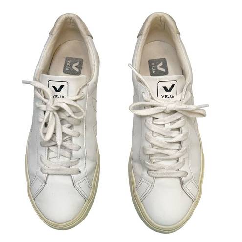VEJA  Esplar Sneakers Casual White Leather Suede Lace Up Shoes Women's Size 9
