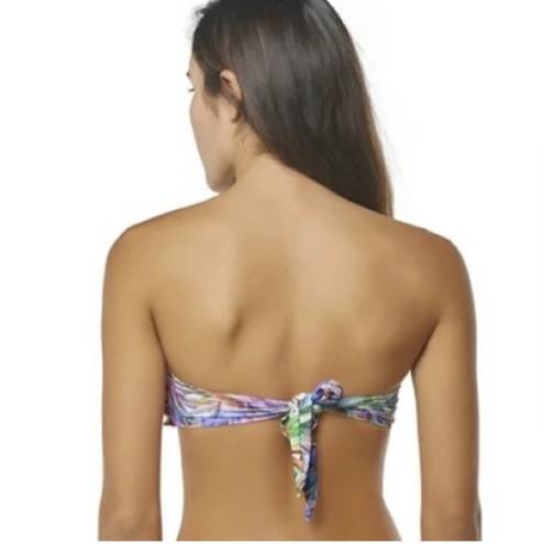 PilyQ  LANAI EMBROIDERED RUFFLE BANDEAU Floral Swim Bikini Top D NWT