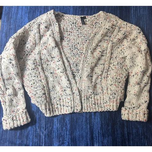 The Moon  and Madison Chunky Knit Cream Multi Color Cardigan Sweater Women's Small