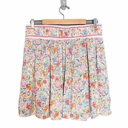 Rachel Zoe NWT  Floral Mini Skirt With Contrasting Band Preppy Pleats Size Large