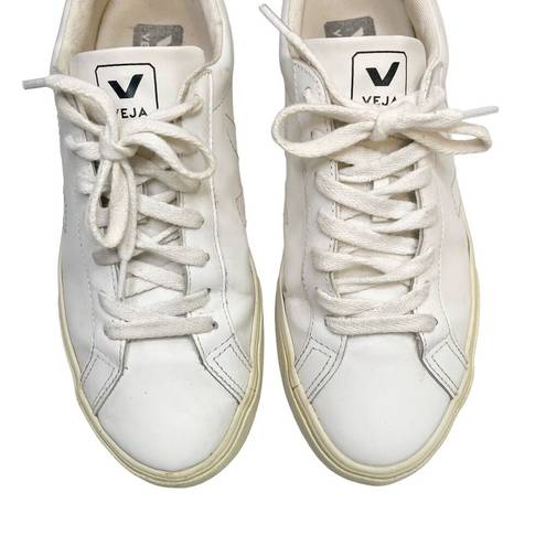 VEJA  Esplar Sneakers Casual White Leather Suede Lace Up Shoes Women's Size 9