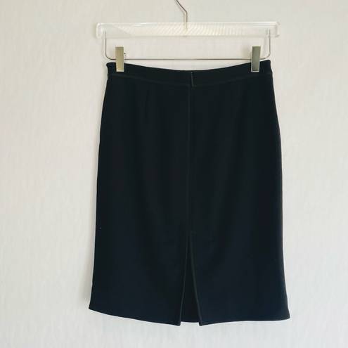 Kate Spade  Ulisse Wool Crepe Black Straight Pencil Skirt Size 0