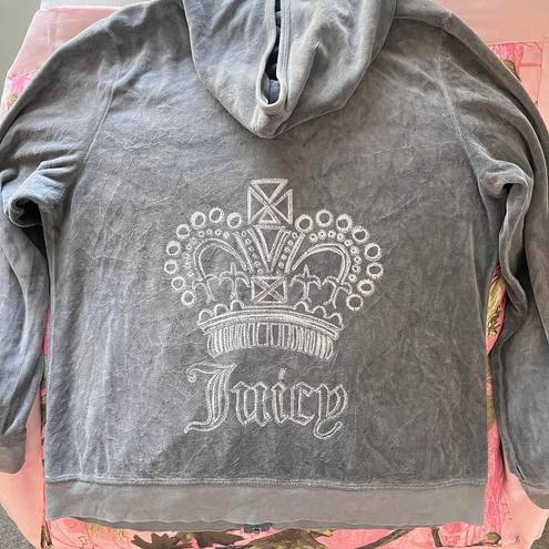 Juicy Couture y2k true vintage  velour grey zip up track jacket hoodie