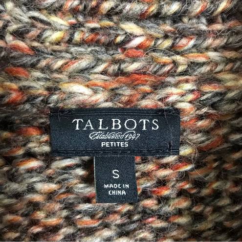 Talbots  Wool Alpaca Blend Chunky Open Long Sleeve Brown Fall Color Cardigan S