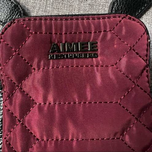 Aimee Kestenberg  Just Sayin’ Quilted Crossbody Mini Bag Burgundy Black Leather