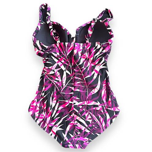 St. John’s Bay  Tropical Swimsuit Swimwear One Piece Purple Floral Size 10