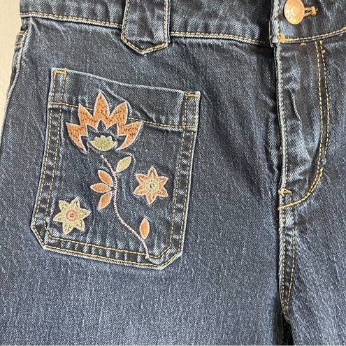 Pilcro  Embroidered Flower Flare Boho Jeans