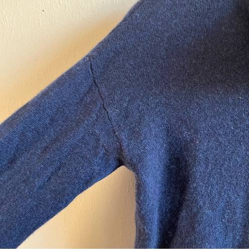 Everlane  Sweater Blue Heather Ink ReCashmere Button Mock Neck Sz XS GUC Preppy