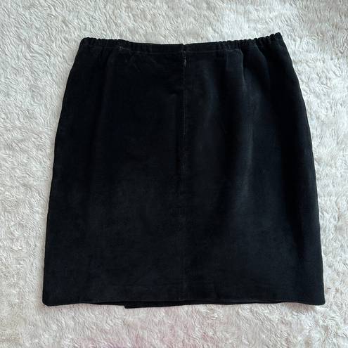 Coldwater Creek  Black Suede Faux Wrap Mini Skirt Petite Small / Medium