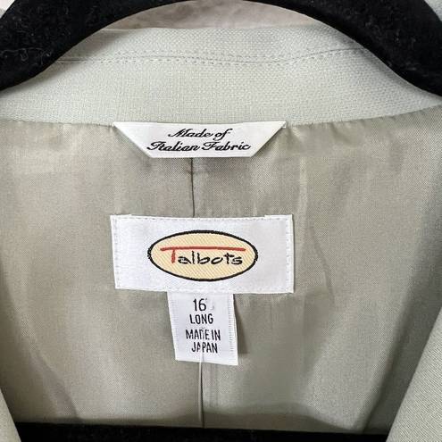 Talbots  Vintage 100% Wool Button Front Blazer Lightweight NEW Green Size 16 Long