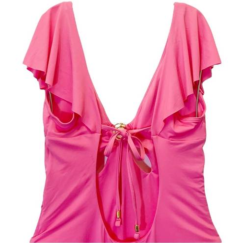 Trina Turk NWT  Monaco Solids Flutter One Piece Swimsuit Geranium Pink Size 6 NEW