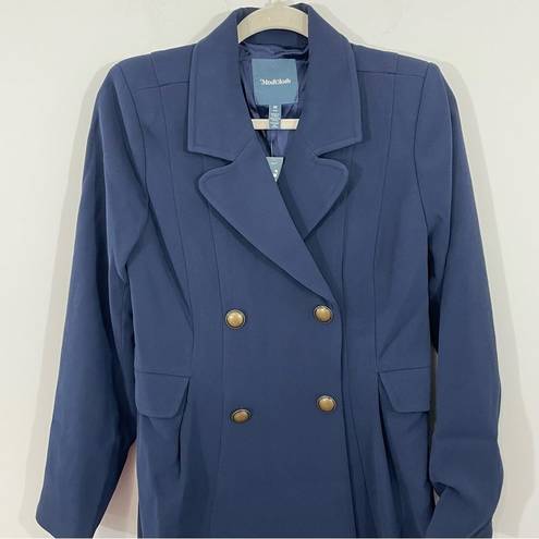 Modcloth NWT  Along for the Ride Navy Blue Crepe Coat Size MEDIUM