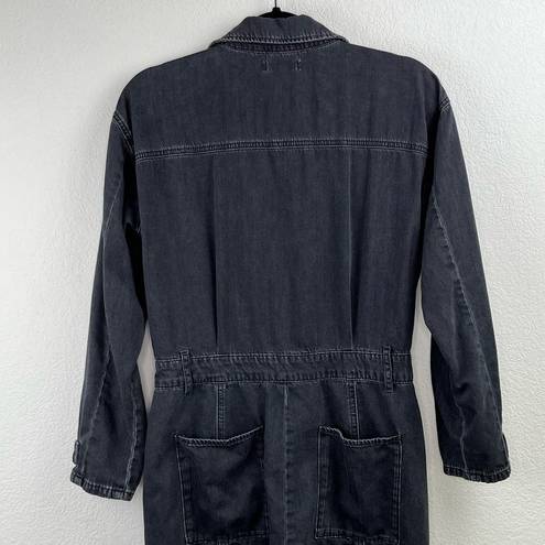 Good American Black Long Sleeve Zip Front Patch Pocket Jumpsuit Size 2/Medium