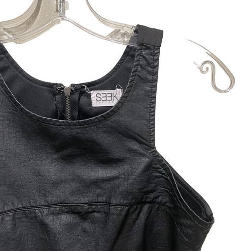 SEEK the Label LF  Faux Leather Cropped Tank Top Black Size Medium