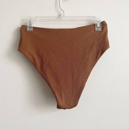 Aerie  Size L Brown High Cut Cheeky Textured Swim Bottom NEW NWT