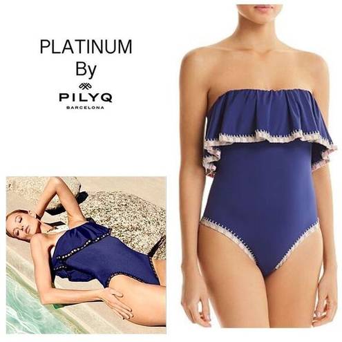 PilyQ New. Platinum by  navy swimsuit. Retails $164