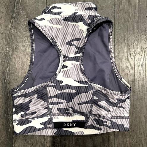 DKNY  Camo Print Zip Up Halter Sports Bra Crop Top Size XS