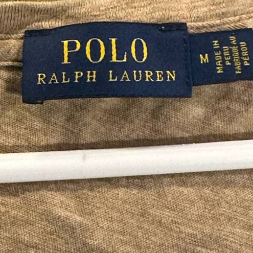 Polo  Ralph Lauren Heathered Brown V-Neck Shirt Cuffed Sleeves Size Med GUC #0843