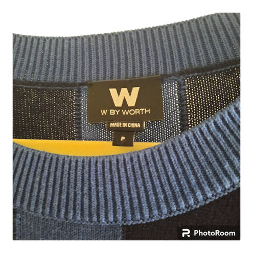 W By Worth  Navy Striped Cotton Sweater