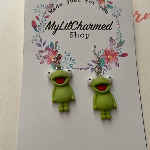 Handmade Cartoon Frog Drop Earrings 