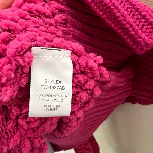 Zenana Outfitters Cardigan LARGE Pink Popcorn Knit Open Front Barbiecore Winter Minimalist