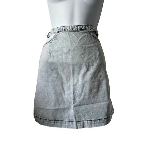 We Wore What New  Cut Out Mini Skirt Denim Super Light Blue Comfort Indigo Large