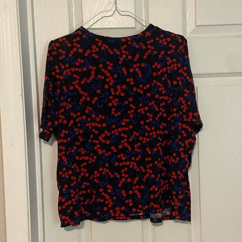 Popsugar  Cherry Dream Women’s Tee shirt Size Xl Red Blue & Black GUC