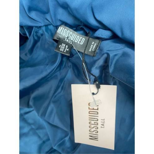 Missguided Misguided blue long puffer coat Tall LL square quilted puffer coat size 2 womens