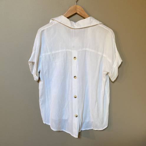 Sim & Sam NWT  white faux wrap blouse