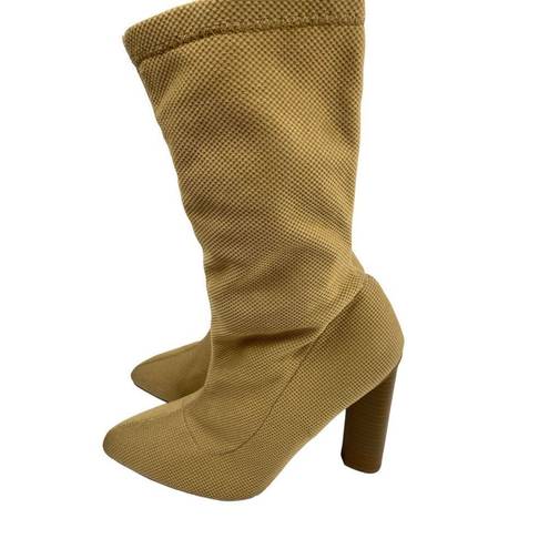 Qupid Quipid  mesh camel brown heeled boots size 8.5 womens