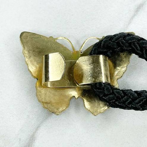 Twisted Gold Tone Black  Rope Butterfly Buckle Belt Size Small S