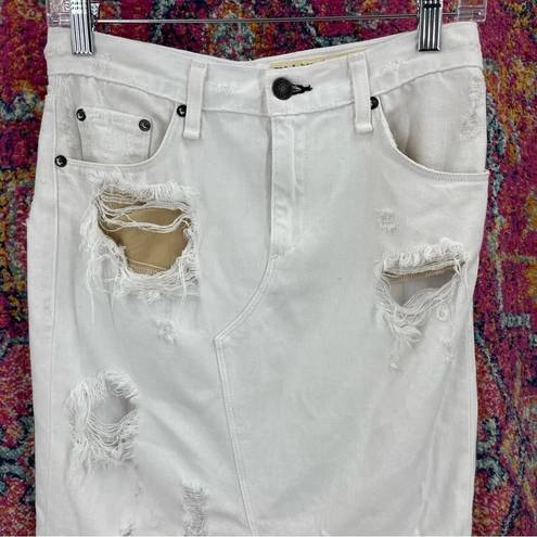 Rag and Bone  Destroyed Distressed White Denim Pencil Skirt