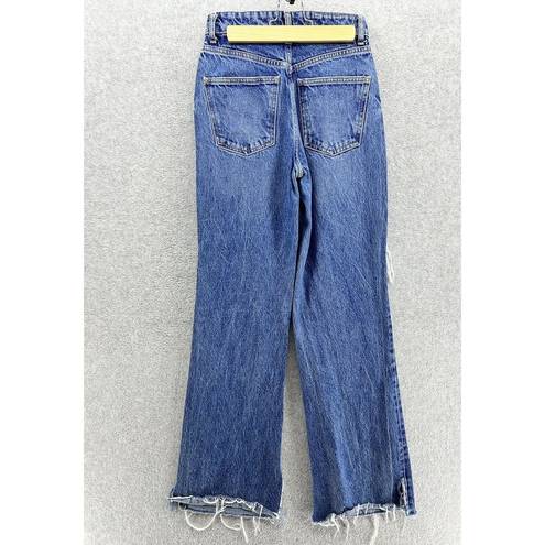 ZARA Women's Blue Denim Jeans Distressed Paneled Size 2 Straight Cotton blend