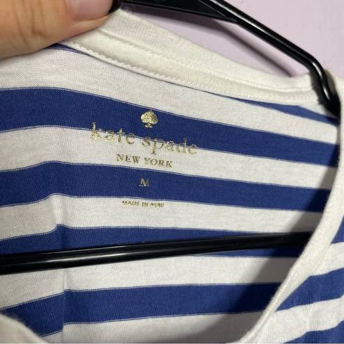 Kate Spade  ' Catch me if you can' Graphic Striped Shirt Navy Womens Size Medium