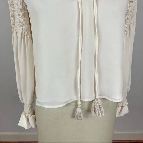 Rebecca Minkoff  Cream Tassel Front Blouse