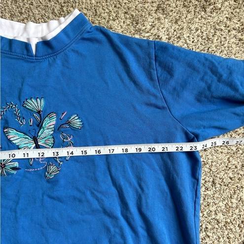 Vintage Blue  Crewneck Coastal Grandma Butterfly Sweatshirt XL Retro 90s