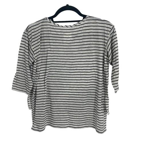 BCBGeneration  Speckled Striped Oversized High Low Side Slit 3/4 Sleeve T-Shirt