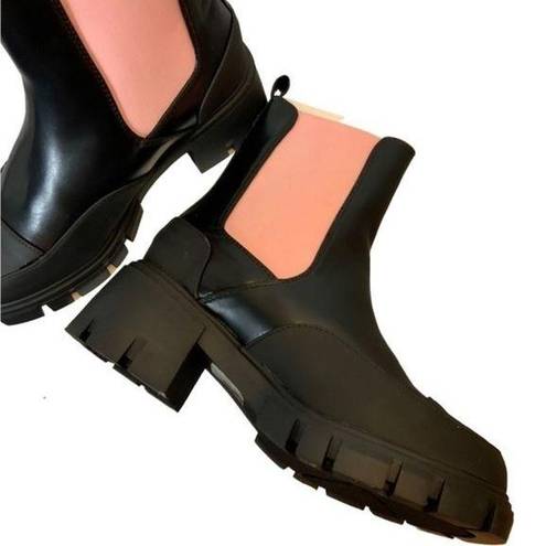 EGO Lug sole pink black Chelsea pull on boots 8.5 BIB