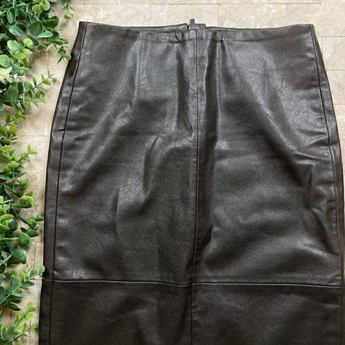 Catherine Malandrino  Faux Leather Zip Pencil Skirt Dark Chocolate Brown Size 2