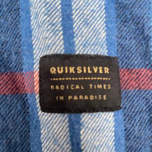 Quiksilver Vintage  Blue Plaid Long Sleeve Flannel