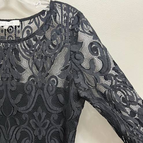 Alexis  Lace Mini Dress Long Sleeves Black Size L