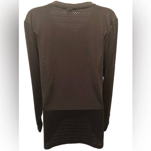 Zyia Black Chill Long Sleeve Tee Sz. XL Breathable Yoga Work Out Top Athletic