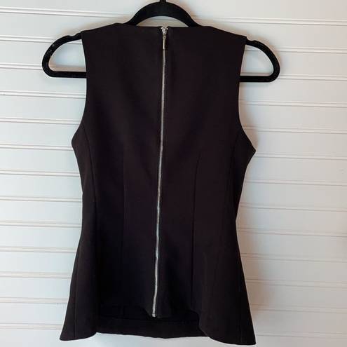 Dynamite  Women’s Black V-Neck Sleeveless Zip Peplum Blouse Top Size Small