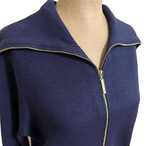 Andrew Marc  NWT navy blue sweater with gold zipper size Medium