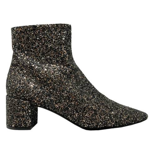 Saint Laurent  Loulou 50 Metallic Glitter Low Heel Almond Toe Ankle Boots