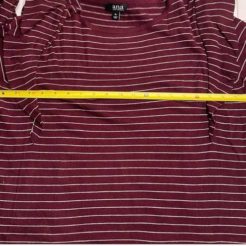 a.n.a  Burgundy & Grey Striped Sweater Long Sleeve Ruffle.