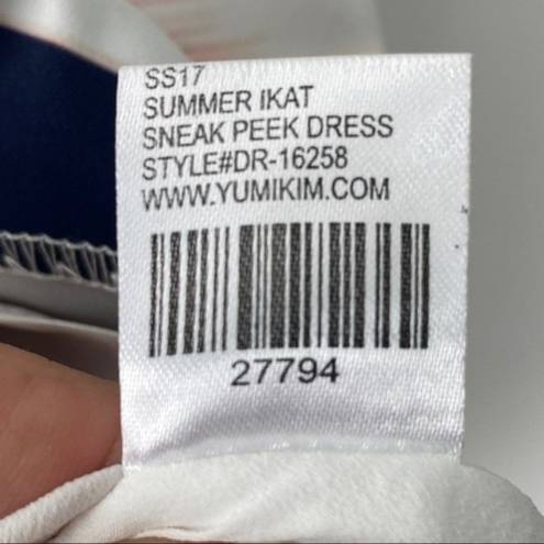 Yumi Kim  Sneak Peak Dress Blue & White Summer Ikat Print w/ Cutout Sz Medium NWT