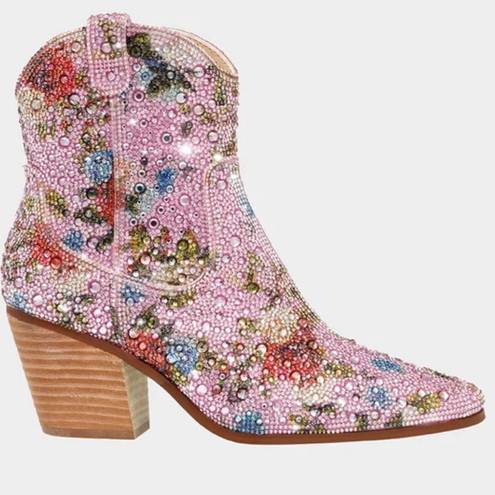 Betsey Johnson  Diva Embellished Western Ankle Boots Size 9 NEW