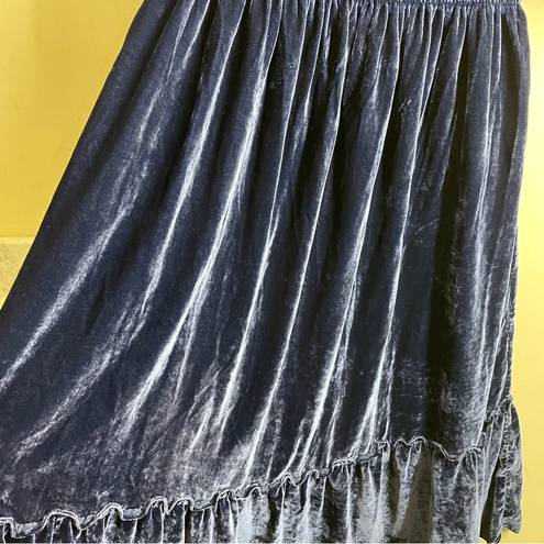 Hill House  The Louisa Nap Dress Smocked Navy Blue Velvet Ruffle Midi Dress XXL