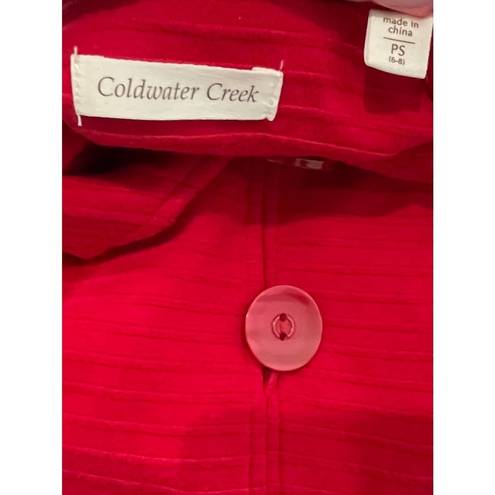 Coldwater Creek  Long Sleeve Lined Red Ribbed 4 Button Front Jacket Size PS #635